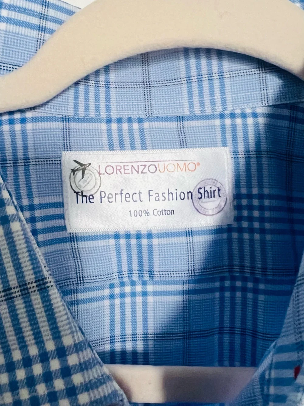 Lorenzo Uomo Light Blue Plaid Long-Sleeve Dress Shirt - Picture 2 of 3